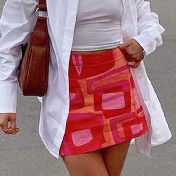 Y2K 2000s 90s mini skirt/skort vintage floral pattern summer hippie retro artsy - Picture 5 of 6